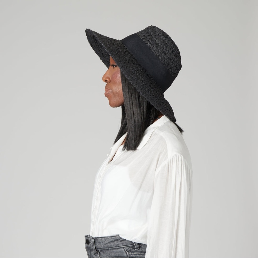 Woven Paper Straw Wide Brim Hat Women’s O/S San Diego Hat Company Brown Black